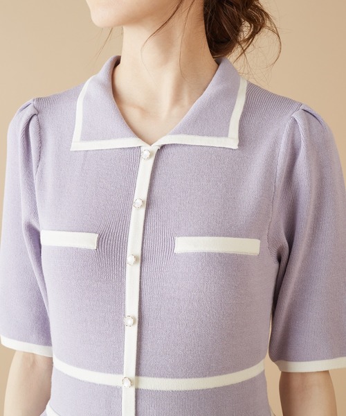 MIIA（ミーア）の「バイカラーニットチュールドッキングワンピース（ワンピース・レディース・ブラック/ベージュ/パープル/ピンク・FREE）」の11枚目の写真