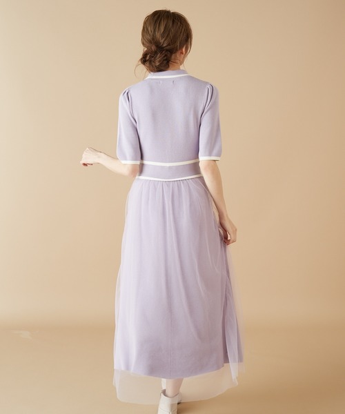 MIIA（ミーア）の「バイカラーニットチュールドッキングワンピース（ワンピース・レディース・ブラック/ベージュ/パープル/ピンク・FREE）」の10枚目の写真