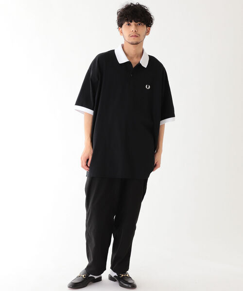 FRED PERRY（フレッドペリー）の「FRED PERRY × BEAMS / 別注 Over Size Polo Shirts（ポロシャツ・メンズ・ネイビー/ブラック・LARGE/SMALL/MEDIUM/X-LARGE）」の5枚目の写真
