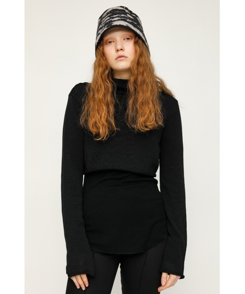 SLY（スライ）の「SPRING CROPPED KNIT クロップド ニット（ニット/セーター・レディース・ライトブルー/ブラック/アイボリー・FREE）」の3枚目の写真