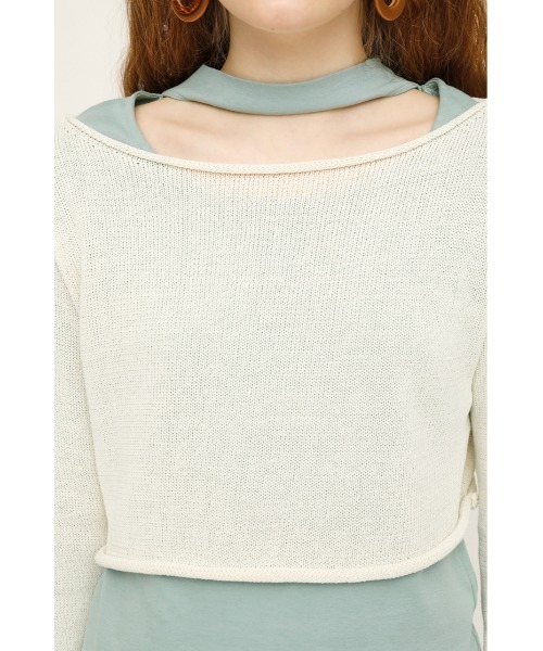 SLY（スライ）の「SPRING CROPPED KNIT クロップド ニット（ニット/セーター・レディース・ライトブルー/ブラック/アイボリー・FREE）」の9枚目の写真