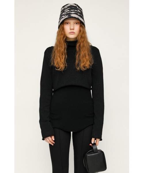 SLY（スライ）の「SPRING CROPPED KNIT クロップド ニット（ニット/セーター・レディース・ライトブルー/ブラック/アイボリー・FREE）」の12枚目の写真