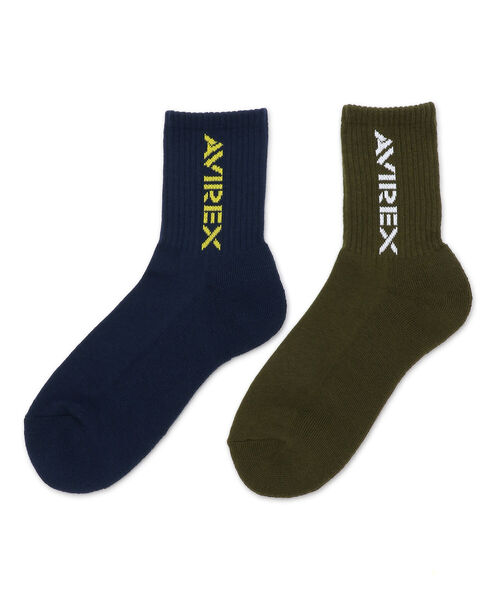 AVIREX(アヴィレックス)の「アヴィレックス ロゴソックス/ AVIREX LOGO SOCKS(ソックス/靴下・メンズ・ホワイト/ネイビー・FREE)」の2枚目の写真