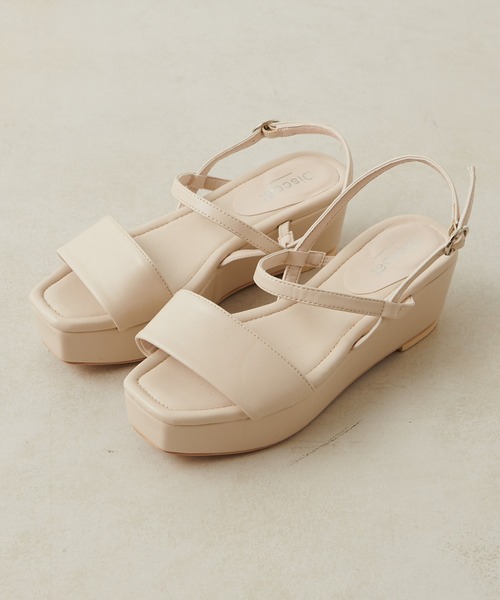 DISCOAT（ディスコート）の「PU巻きウェッジサンダル（サンダル・レディース・アイボリー/チャコールグレー/サックスブルー・MEDIUM/LARGE）」の2枚目の写真