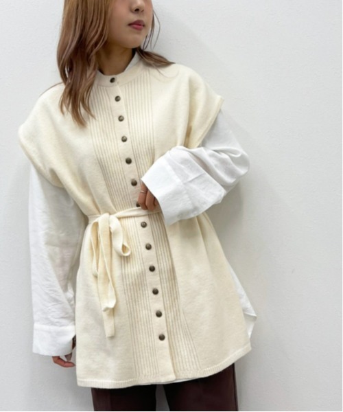 apres jour mignon（アプレジュールミニョン）の「ピンタックニットベスト【ZOZOTOWN限定アイテム】（ベスト・レディース・モカ/アイボリー/ライトベージュ・フリー/X-LARGE）」の16枚目の写真