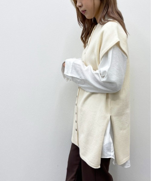 apres jour mignon（アプレジュールミニョン）の「ピンタックニットベスト【ZOZOTOWN限定アイテム】（ベスト・レディース・モカ/アイボリー/ライトベージュ・フリー/X-LARGE）」の20枚目の写真