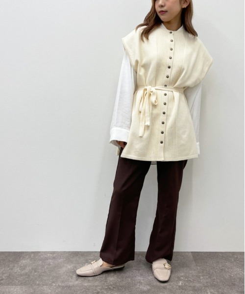apres jour mignon（アプレジュールミニョン）の「ピンタックニットベスト【ZOZOTOWN限定アイテム】（ベスト・レディース・モカ/アイボリー/ライトベージュ・フリー/X-LARGE）」の13枚目の写真