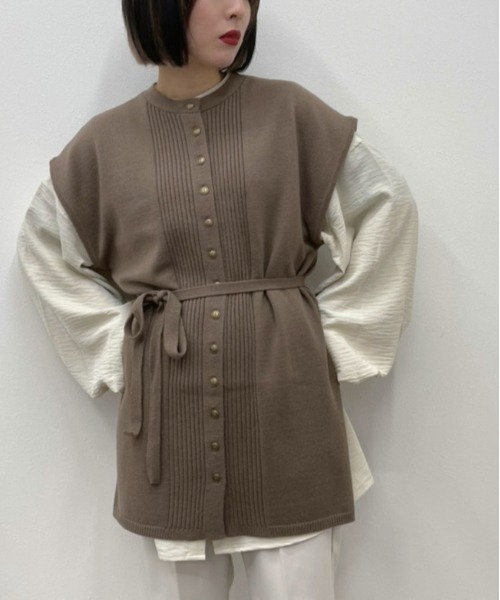 apres jour mignon（アプレジュールミニョン）の「ピンタックニットベスト【ZOZOTOWN限定アイテム】（ベスト・レディース・モカ/アイボリー/ライトベージュ・フリー/X-LARGE）」の18枚目の写真