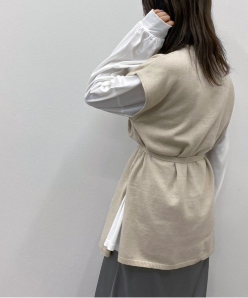 apres jour mignon（アプレジュールミニョン）の「ピンタックニットベスト【ZOZOTOWN限定アイテム】（ベスト・レディース・モカ/アイボリー/ライトベージュ・フリー/X-LARGE）」の19枚目の写真