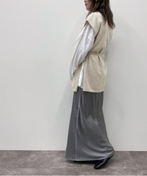 apres jour mignon（アプレジュールミニョン）の「ピンタックニットベスト【ZOZOTOWN限定アイテム】（ベスト・レディース・モカ/アイボリー/ライトベージュ・フリー/X-LARGE）」の7枚目の写真