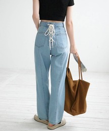 【Mayree】バックレースアップ センターラインチノ ツイル パンツ/ デニムパンツ 2021SS