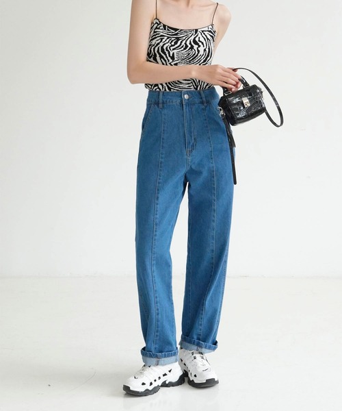 Mayree（メイリー）の「【Mayree】バックレースアップ センターラインチノ ツイル パンツ/ デニムパンツ 2021SS（チノパンツ・レディース・ライトブルー/ブラック/インディゴブルー/ブルー/アイボリー/サンドベージュ/ピンクベージュ・FREE）」の15枚目の写真