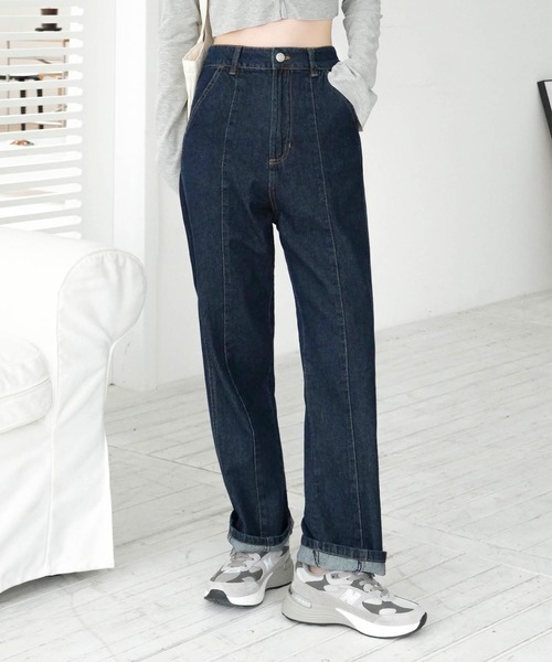 Mayree（メイリー）の「【Mayree】バックレースアップ センターラインチノ ツイル パンツ/ デニムパンツ 2021SS（チノパンツ・レディース・ライトブルー/ブラック/インディゴブルー/ブルー/アイボリー/サンドベージュ/ピンクベージュ・FREE）」の13枚目の写真