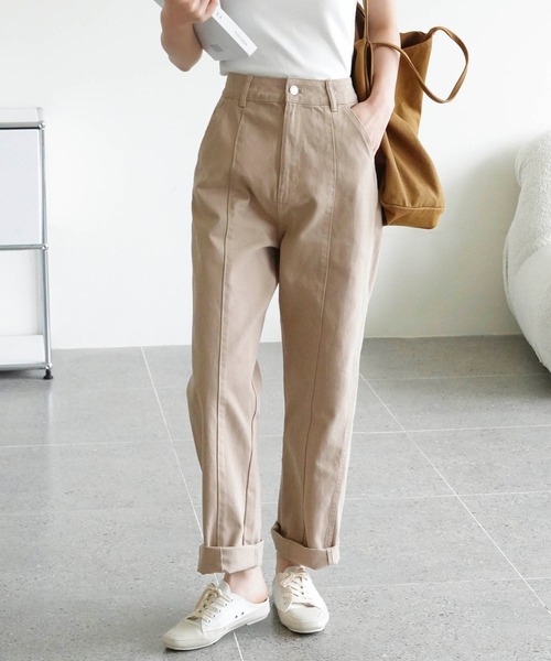 Mayree（メイリー）の「【Mayree】バックレースアップ センターラインチノ ツイル パンツ/ デニムパンツ 2021SS（チノパンツ・レディース・ライトブルー/ブラック/インディゴブルー/ブルー/アイボリー/サンドベージュ/ピンクベージュ・FREE）」の21枚目の写真