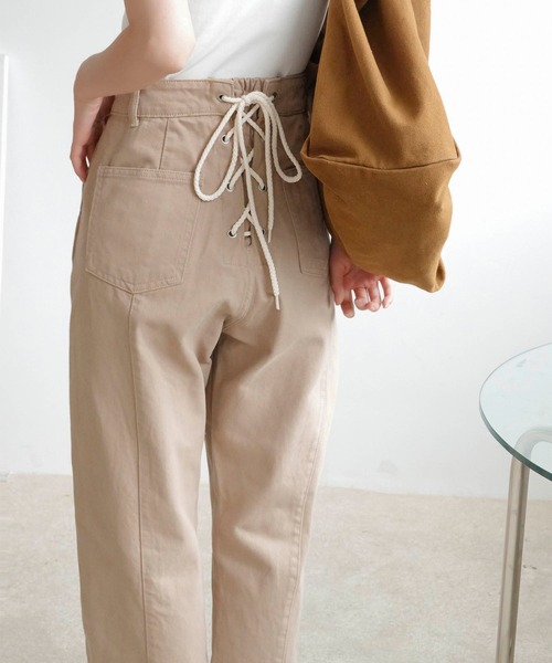 Mayree（メイリー）の「【Mayree】バックレースアップ センターラインチノ ツイル パンツ/ デニムパンツ 2021SS（チノパンツ・レディース・ライトブルー/ブラック/インディゴブルー/ブルー/アイボリー/サンドベージュ/ピンクベージュ・FREE）」の10枚目の写真