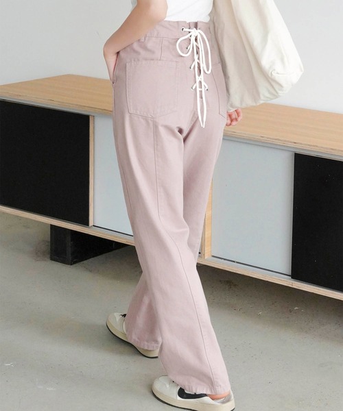 Mayree（メイリー）の「【Mayree】バックレースアップ センターラインチノ ツイル パンツ/ デニムパンツ 2021SS（チノパンツ・レディース・ライトブルー/ブラック/インディゴブルー/ブルー/アイボリー/サンドベージュ/ピンクベージュ・FREE）」の16枚目の写真