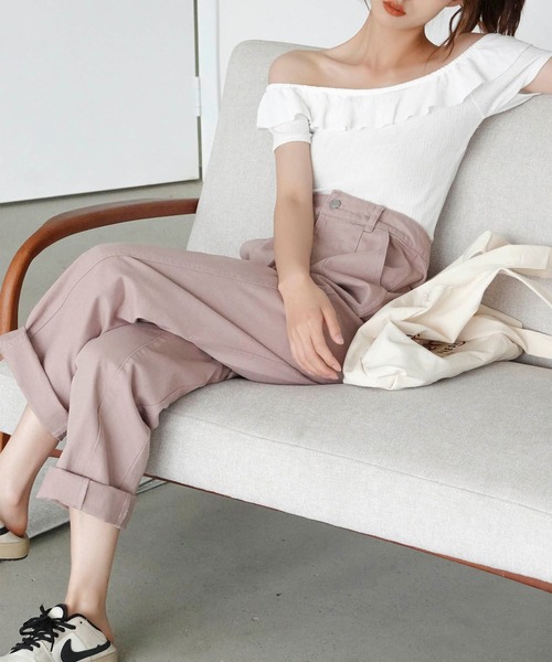 Mayree（メイリー）の「【Mayree】バックレースアップ センターラインチノ ツイル パンツ/ デニムパンツ 2021SS（チノパンツ・レディース・ライトブルー/ブラック/インディゴブルー/ブルー/アイボリー/サンドベージュ/ピンクベージュ・FREE）」の17枚目の写真