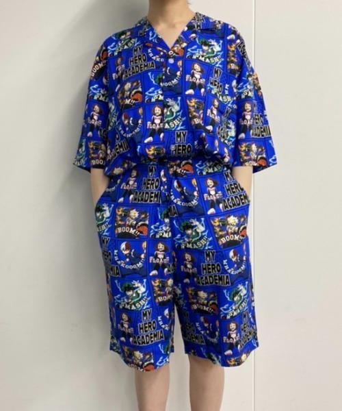 RUGGEDWORKS（ラゲッドワークス）の「【完売】《僕のヒーローアカデミア》ヒロアカ　半袖　シャツパジャマ　ルームウェア（ルームウェア/パジャマ・メンズ・ブルー/スミクロ・S/M/L）」の4枚目の写真