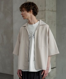 shiki tokyo | OVERSIZED SHORT ZIP SHIRTS / オーバーサイズショートジップシャツ(シャツ/ブラウス)
