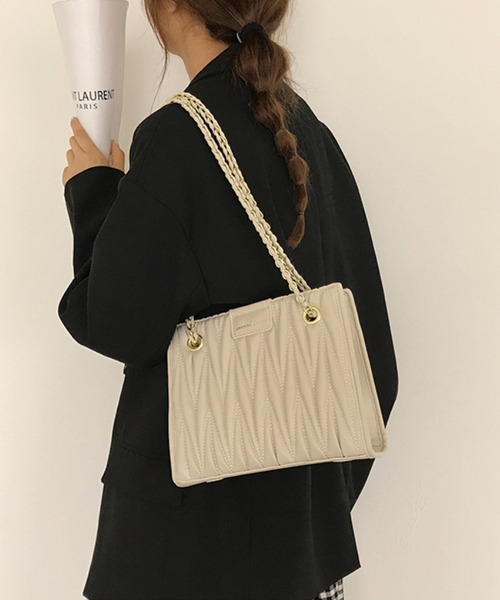 Jasmine Grandiflorum（ジャスミングランディフローラム）の「チェーンハンドバッグ（ハンドバッグ・レディース・ホワイト/ベージュ/ブラック・FREE）」の12枚目の写真