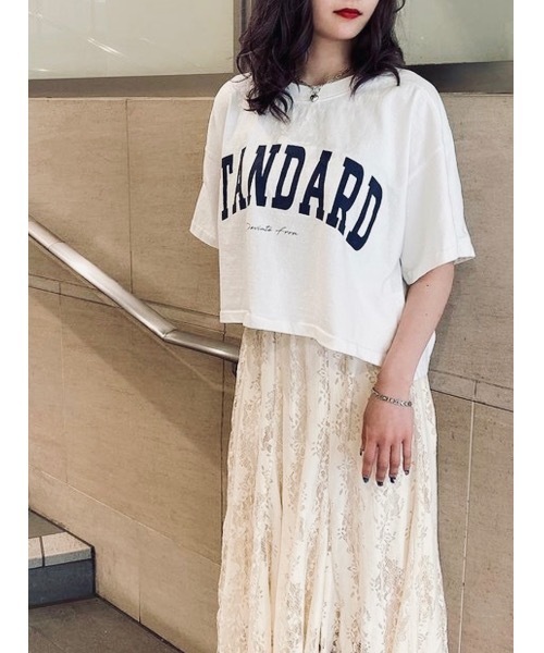 NOMAE（ノーマエ）の「【NOMAE】ヴィンテージカレッジロゴT（Tシャツ/カットソー・レディース・ホワイト/ベージュ/ネイビー系/ライトグレー・FREE）」の5枚目の写真