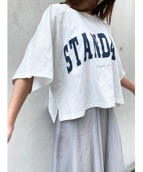 NOMAE（ノーマエ）の「【NOMAE】ヴィンテージカレッジロゴT（Tシャツ/カットソー・レディース・ホワイト/ベージュ/ネイビー系/ライトグレー・FREE）」の6枚目の写真