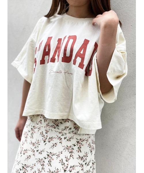 NOMAE（ノーマエ）の「【NOMAE】ヴィンテージカレッジロゴT（Tシャツ/カットソー・レディース・ホワイト/ベージュ/ネイビー系/ライトグレー・FREE）」の8枚目の写真