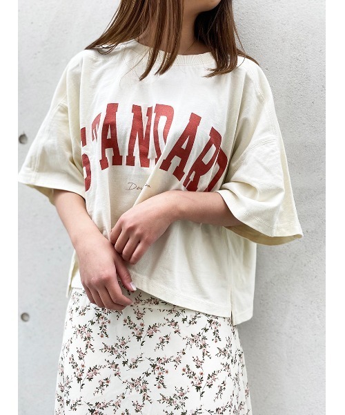 NOMAE（ノーマエ）の「【NOMAE】ヴィンテージカレッジロゴT（Tシャツ/カットソー・レディース・ホワイト/ベージュ/ネイビー系/ライトグレー・FREE）」の9枚目の写真