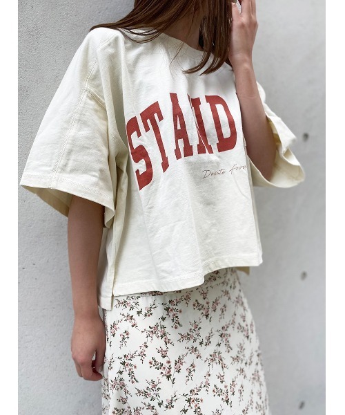 NOMAE（ノーマエ）の「【NOMAE】ヴィンテージカレッジロゴT（Tシャツ/カットソー・レディース・ホワイト/ベージュ/ネイビー系/ライトグレー・FREE）」の10枚目の写真