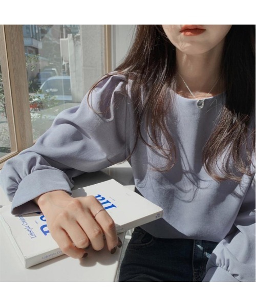 Ritzy(リッツィー)の「大人カジュアル パフスリーブボートネックカットソー(Tシャツ/カットソー・レディース・ベージュ/ブルー・S/M/L/XL)」の11枚目の写真