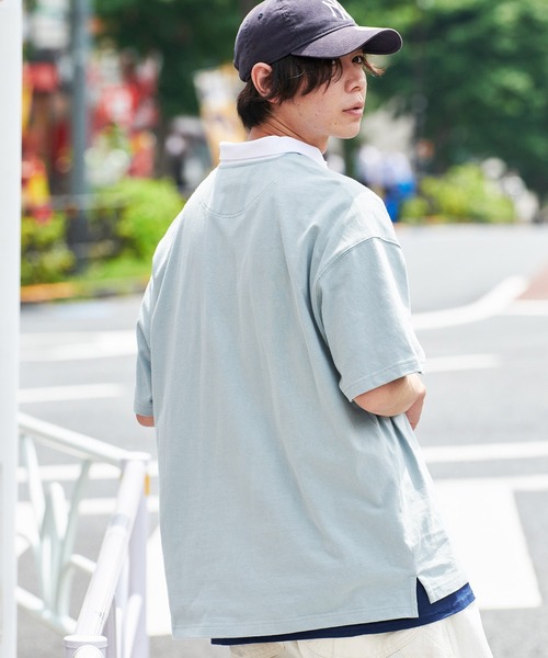 U.S. POLO ASSN.（ユーエスポロアッスン）の「U.S. POLO ASSN. /ユーエスポロアッスン 別注ワンポイント刺繍 ビッグシルエット半袖ラガーシャツ（ポロシャツ・メンズ・ネイビー/ベージュ/オリーブ/オレンジ/ブラック/サックスブルー・L/M/S）」の7枚目の写真