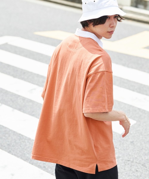 U.S. POLO ASSN.（ユーエスポロアッスン）の「U.S. POLO ASSN. /ユーエスポロアッスン 別注ワンポイント刺繍 ビッグシルエット半袖ラガーシャツ（ポロシャツ・メンズ・ネイビー/ベージュ/オリーブ/オレンジ/ブラック/サックスブルー・L/M/S）」の12枚目の写真