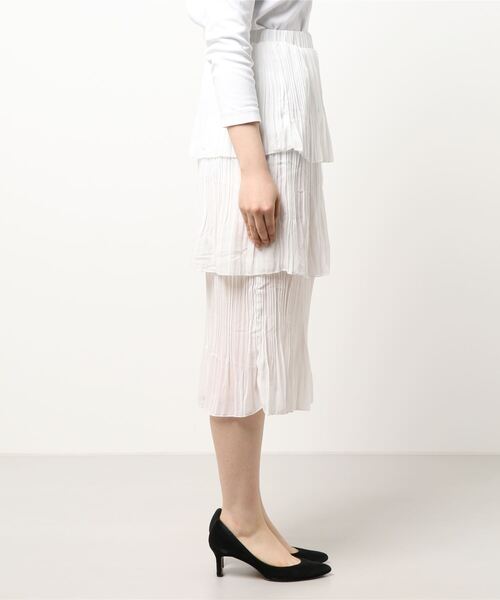 muure(ミュール)の「3段フリルティアードスカート(スカート・レディース・ホワイト/ブラック・FREE)」の3枚目の写真