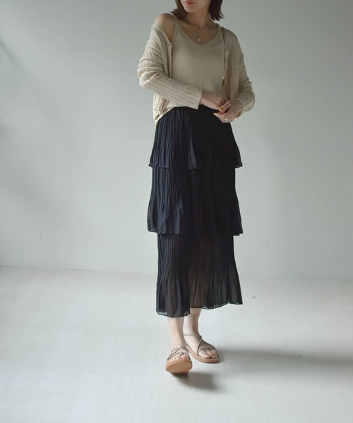 muure(ミュール)の「3段フリルティアードスカート(スカート・レディース・ホワイト/ブラック・FREE)」の5枚目の写真