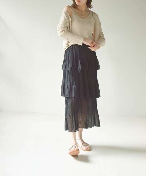 muure(ミュール)の「3段フリルティアードスカート(スカート・レディース・ホワイト/ブラック・FREE)」の9枚目の写真