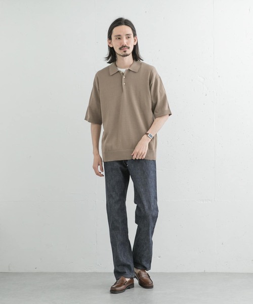 URBAN RESEARCH（アーバンリサーチ）の「37.5ハンドウォッシャブルニットポロシャツ（ポロシャツ・メンズ・ブラック/ベージュ/ネイビー・MEDIUM/LARGE）」の9枚目の写真
