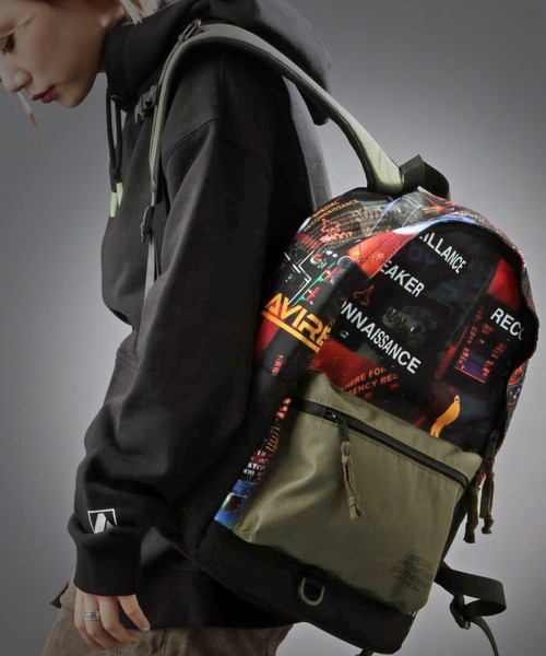 【直営店限定】ファイターフォト 総柄プリント バックパック/ リュック/ FIGHTER PHOTO BACKPACK / アヴィレックス / AVIREX