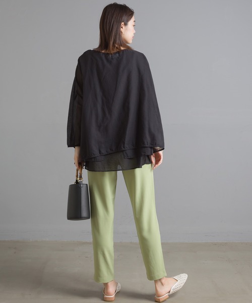 OMNES（オムネス）の「先染め綿麻シャンブレー カシュクールブラウス（シャツ/ブラウス・レディース・ブラック/ベージュ/オフホワイト/ラベンダー・FREE）」の22枚目の写真