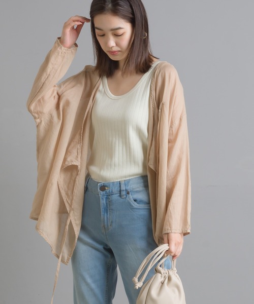 OMNES（オムネス）の「先染め綿麻シャンブレー カシュクールブラウス（シャツ/ブラウス・レディース・ブラック/ベージュ/オフホワイト/ラベンダー・FREE）」の17枚目の写真