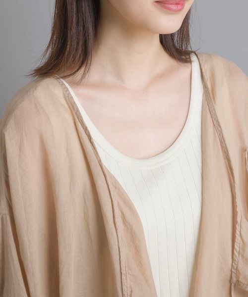 OMNES（オムネス）の「先染め綿麻シャンブレー カシュクールブラウス（シャツ/ブラウス・レディース・ブラック/ベージュ/オフホワイト/ラベンダー・FREE）」の15枚目の写真