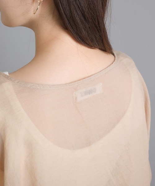 OMNES（オムネス）の「先染め綿麻シャンブレー カシュクールブラウス（シャツ/ブラウス・レディース・ブラック/ベージュ/オフホワイト/ラベンダー・FREE）」の13枚目の写真