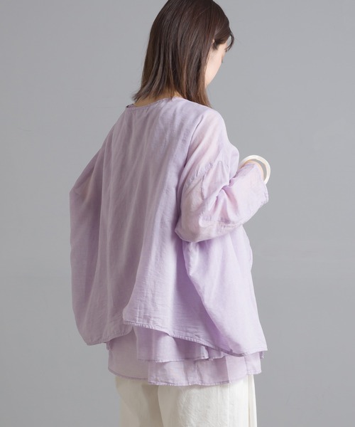 OMNES（オムネス）の「先染め綿麻シャンブレー カシュクールブラウス（シャツ/ブラウス・レディース・ブラック/ベージュ/オフホワイト/ラベンダー・FREE）」の18枚目の写真