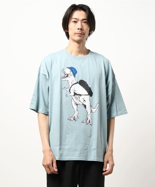 CORISCO（コリスコ）の「CORISCO恐竜プリントBIGTEE(M1)（Tシャツ/カットソー・メンズ・ホワイト/ブラック/ベージュ/ブラウン/ブルー系その他/レンガ・MEDIUM/LARGE/X-LARGE）」の5枚目の写真