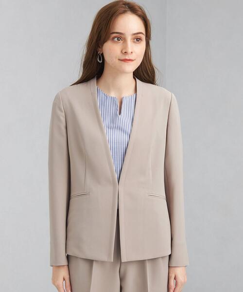 green label relaxing（グリーンレーベルリラクシング）の「サラフールⅡ ノーラペル ジャケット － ウォッシャブル ー ー 防シワ ー ー ストレッチ －（その他アウター・レディース・ブラック/モカ・44/46/40/38/42/36/34）」の3枚目の写真