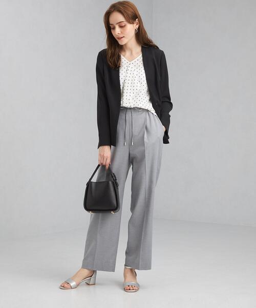 green label relaxing（グリーンレーベルリラクシング）の「サラフールⅡ ノーラペル ジャケット － ウォッシャブル ー ー 防シワ ー ー ストレッチ －（その他アウター・レディース・ブラック/モカ・44/46/40/38/42/36/34）」の15枚目の写真