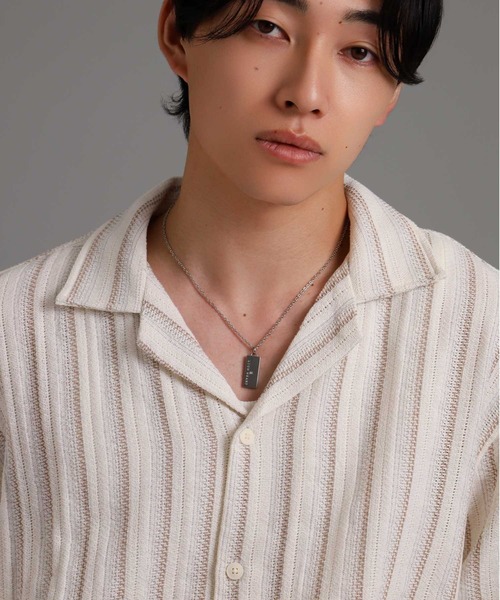 LION HEART（ライオンハート）の「【限定展開】“LH-1”ロゴプレートネックレス/サージカルステンレス（金属アレルギー対応）【LION HEART / ライオンハート】（ネックレス・メンズ・ブラック/シルバー・50cm）」の7枚目の写真