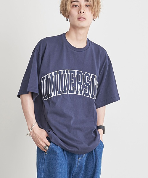 SILVER BULLET(シルバーバレット)の「『CavariA/キャバリア』UNIVERSITYロゴ刺繍クルーネック半袖Tシャツ(Tシャツ/カットソー・メンズ・グリーン/ネイビー/ホワイト・M/L)」の1枚目の写真