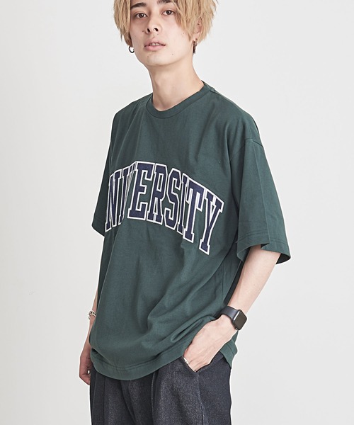 SILVER BULLET(シルバーバレット)の「『CavariA/キャバリア』UNIVERSITYロゴ刺繍クルーネック半袖Tシャツ(Tシャツ/カットソー・メンズ・グリーン/ネイビー/ホワイト・M/L)」の3枚目の写真