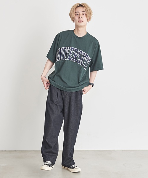 SILVER BULLET(シルバーバレット)の「『CavariA/キャバリア』UNIVERSITYロゴ刺繍クルーネック半袖Tシャツ(Tシャツ/カットソー・メンズ・グリーン/ネイビー/ホワイト・M/L)」の11枚目の写真