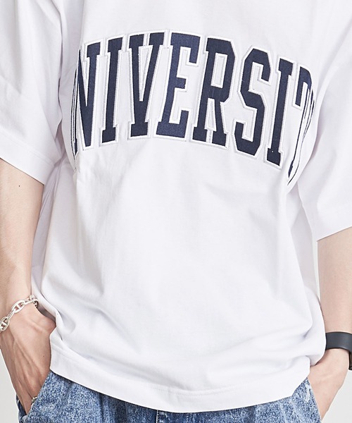 SILVER BULLET(シルバーバレット)の「『CavariA/キャバリア』UNIVERSITYロゴ刺繍クルーネック半袖Tシャツ(Tシャツ/カットソー・メンズ・グリーン/ネイビー/ホワイト・M/L)」の5枚目の写真